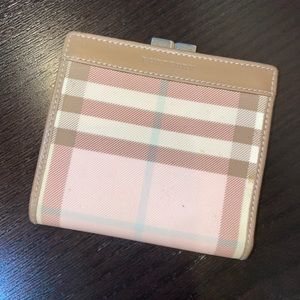 Burberry Pink Nova Check Compact Wallet Card Coin Holder